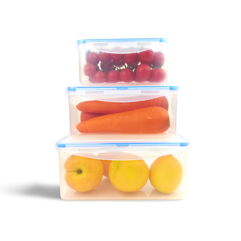 3Pcs Food Storage Container Transparent Container | Reusable, Airtight Storage Box with Snap Locking Lid | Freezer Safe| Portable Meal Prep Bento Lunch Box | Portable & Stackable Design
