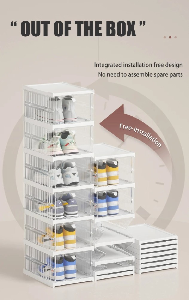 PET Transparent Foldable Shoe Storage Box